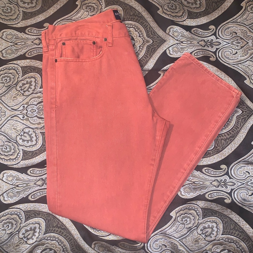 Lucky Brand Jeans Size 36 x 32 121 Heritage Slim Orange Mid Rise Denim